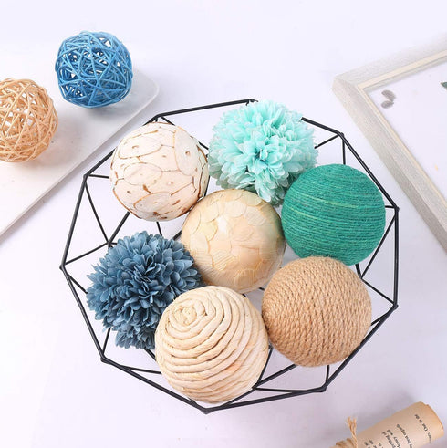 9pcs 3.5 Inch Fall Decorative Ball Orb Rattan Woven Orbs for Home Party Wedding Display Decor Props