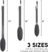 COOK WITH COLOR Stainless Steel Silicone Tipped Kitchen & BBQ Tongs Set, 3 Piece Tongs in Black