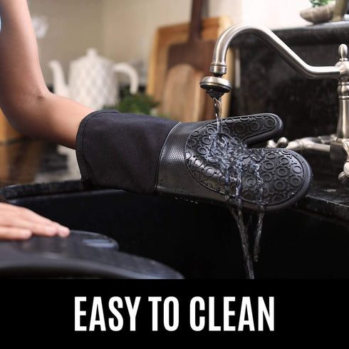 HOMWE Silicone Oven Mitts and Pot Holders - 4-Piece Set Heavy Duty Cooking Gloves