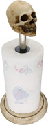 Rustic White Wood Skull Stand Up Paper Towel Holder, Easy One-Handed Tear Kitchen Paper Towel Dispenser with Weighted