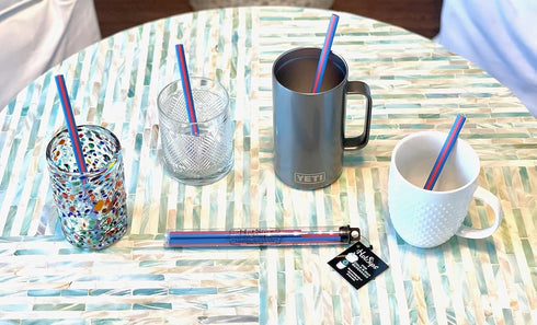 Reusable Drinking Straws with Travel Case, Made in USA, 2 Small & 2 Medium for 8-20 oz Cups, Hot & Cold Beverages