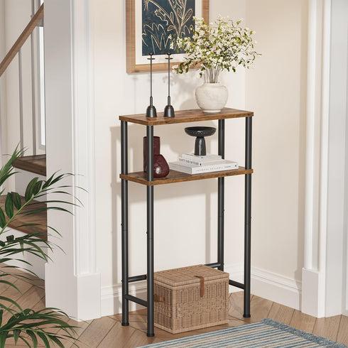15.7" 2-Tier Asgolion Narrow Console Table, Small Entryway Table, Sofa Table with Storage, Skinny Console Tables