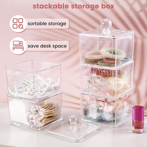 Hair Accessories Organizer for Girls, Clear 3 Stackable Acrylic Holder for Headbands, Bows, and Hair Clips