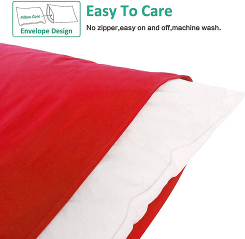 NTBAY Standard Pillowcase Set - 2 Pack Brushed Microfiber 20x26 Pillowcases, Soft, Wrinkle-Free, Red with Envelope