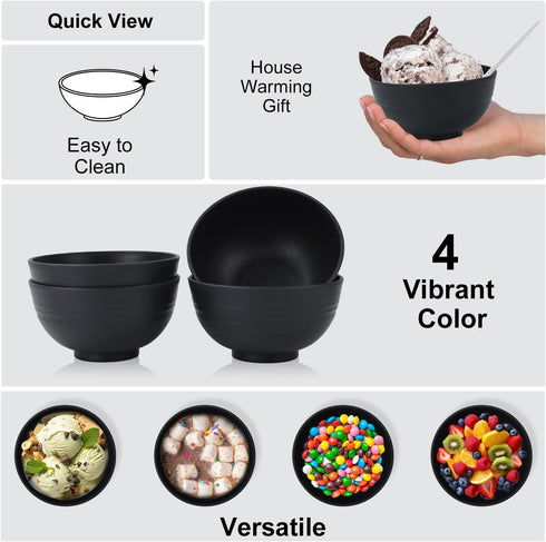 Wheat Straw Snack Bowls, 10oz Set of 8, Unbreakable Dessert Bowls for Kids, Microwave & Dishwasher Safe