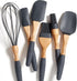 6 Pieces Baking Utensils Set - Dark Grey Silicone Spatula Set, 3 Spatulas, 2 Pastry Brushes, 1 Whisk - Gift for Women