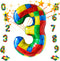 Lmuwecno 32 Inch Stackable Block Number 3 Balloon Colorful Brick Building Themed Big