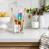 onsogi Countertop, Countertops 1 Pack Glass Toothbrush and Toothpaste Holder with Bamboo Divider for Bathroom