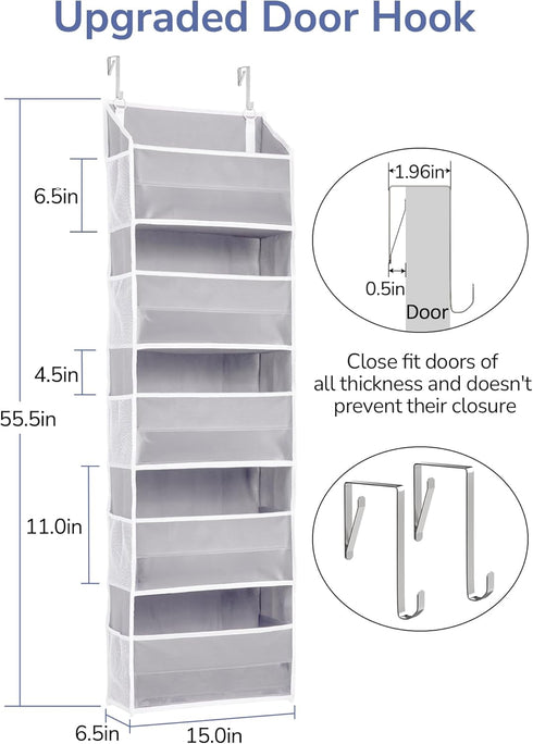 1 Pack 5 10 44 lbs 5 ULG Over Door Organizer with Large Pockets Mesh Side Pockets, Weight Capacity Hanging Storage