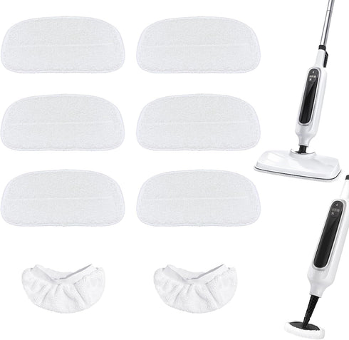 Reusable Steam Mop Pads Set, 6 Pack Steam Mop Pads & 2