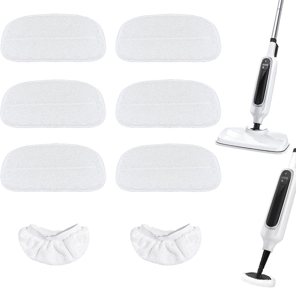 Reusable Steam Mop Pads Set, 6 Pack Steam Mop Pads & 2