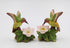 Fine Porcelain Hummingbird Candle Holder Pair with Apple Cherry Blossom Flowers, 3-5/8" H