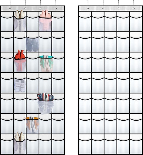 Fancial 28 Closet, 4 Large Pockets Over The Door Shoe Organizer, Hanging Shoe Organizer for Premium Clear Shoe Rack