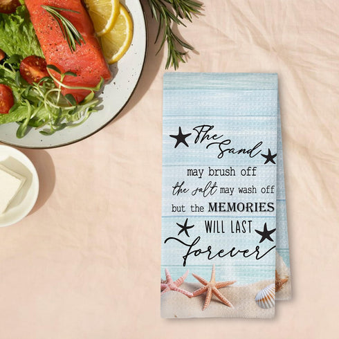 ArtisaEura 16x24 Inch Coastal Beach Hand Towels for Bathroom, Coastal Beach Kitchen Towels, Starfish Seashell