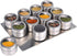 Upgrade Magnetic Spice Jars 12pcs with Wall Mounted,Stainless Steel Spice Tins with