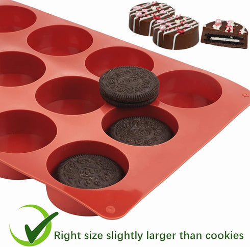 Ocmoiy 2 Inch Ore Mold Round Silicone Molds for Chocolate Covered Ore Cookie, Mini Cake, Candy, 24 Cups Baking Mold