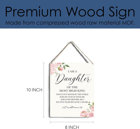 YCYD 8 10 Inches Inspirational Wall Art Daughter Gifts I Am A Daughter of The Most High King Nursery Decor Christian