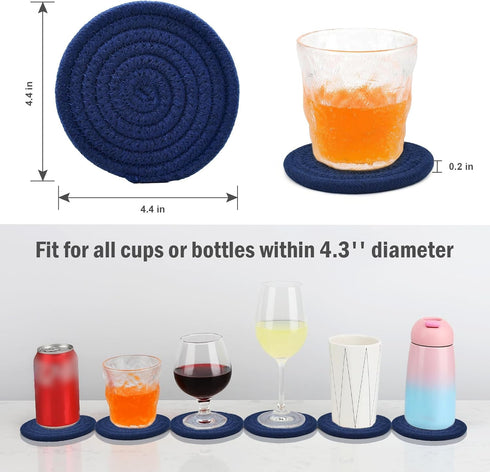 Set 6, 4.3 Inch ABenkle Woven Coasters for Drinks of Boho Absorbent Drinking Coaster, - Perfect Housewarming Gift, Home
