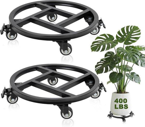 12 Inch Plant Caddy with Wheels, 2Pack Heavy Duty Plant Stand with