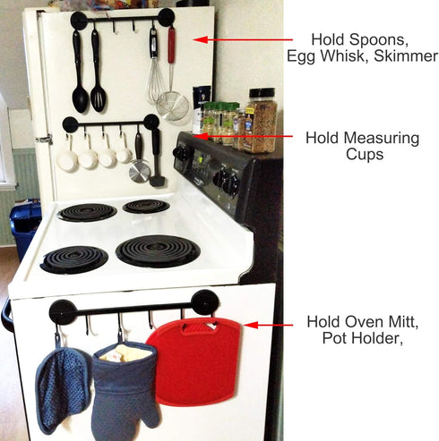 6 Hooks Magnetic Utensil Holder Rack, Organizer for Refrigerator, Metal Cabinet, Metal Stove, Grill, BBQ