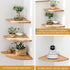 7inch Corner Shelf, Solid Oak Wood Floating Corner Shelf Wall Mount Round End Floating Speaker Shelves with Wire Hole