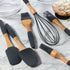 6 Pieces Baking Utensils Set - Dark Grey Silicone Spatula Set, 3 Spatulas, 2 Pastry Brushes, 1 Whisk - Gift for Women