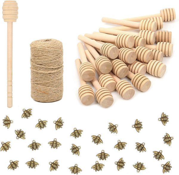 50 Pack Mini 3 Inch Wood Honey Dipper Sticks, Honey Stirrer for Honey Jar, 50 Pieces DIY Crafts