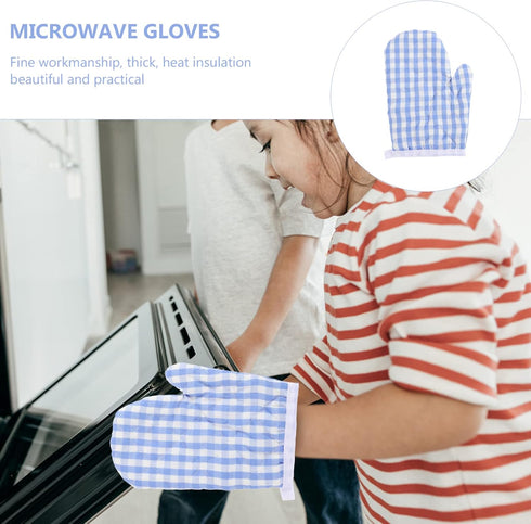 2Pcs Kids Oven Mitts for Children Play Kitchen, Anti- Scald Gloves Microwave Oven Gloves Kitchen Mitts for Kids Toddler