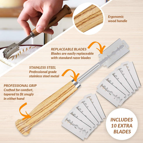 Bread Bosses Bread Bakers Lame Slashing Tool -Dough Making Slasher Tools Baking Sourdough Bread Starter Jar Scoring