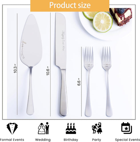 Cake Cutting Set for Wedding, Knife and Server Set, Forks and Cutter Pie Spatula, Birthday Anniversary Christmas Gift