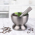 Flexzion Brushed Stainless Steel Mortar and Pestle, 4-Inch Muddler and Bowl for Spice and Herbs