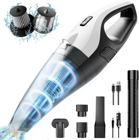 Cordless Handheld Vacuum with LED Light, 13000Pa Strong Suction, Portable Hand Vacuum with Multi-Nozzles for Car, Home,