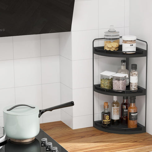 Counter 3 Countertop Fixwal Corner Bathroom Organizer, Tier Rustic Bathroom Organizer, Wood Storage Tray for Vanity