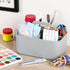 Multiuse Caddy Organizer with Handle, Stackable Plastic Bin Basket for Art Supplies, Makeup, Kitchen, Office, Grey