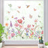 decalmile Spring Garden Flower Window Clings, Double Sided Wildflower Butterflies Grass Easter Window Decals