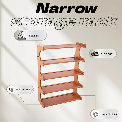 Eloplzxe 5 Closet,Small Closet 18.897.4825.98inch Shoe Rack,Small Tier Shoe Organizer Storage Shelf,Bamboo Narrow Shoe