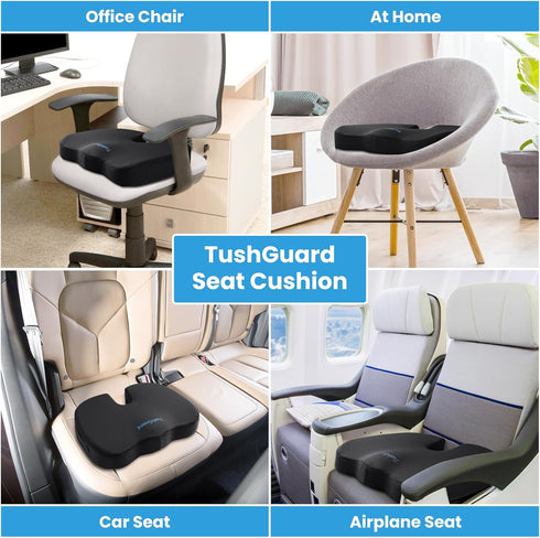 Tailbone TushGuard Seat Cushion, Office Chair Cushions, Car Seat Cushion, Non-Slip Sciatica & Back Coccyx Pain Relief
