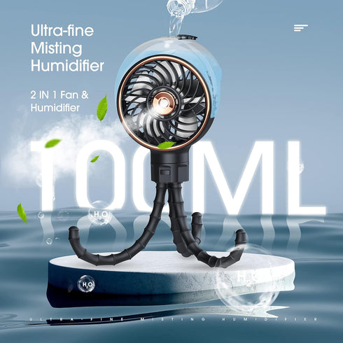 100ml Ausic Misting Portable Stroller Fan, Mister Fan for Stroller, Safe Rechargeable Battery Baby Fans, Baby