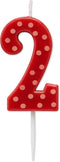 Papyrus Number 2 Birthday Candle, Red Polka Dots, 1-Count