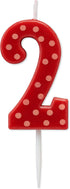 Papyrus Number 2 Birthday Candle, Red Polka Dots, 1-Count