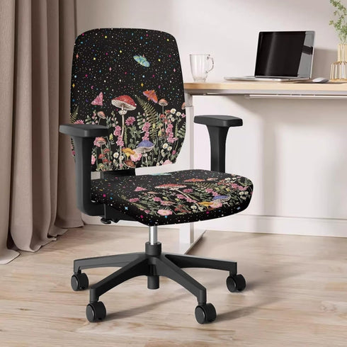 Mushroom Butterfly Office Chair Slipcover, Removable Washable Computer Chair Slipcover for Desk Chairs