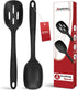 Silicone Cooking Spoon Set - Premium Non-Stick Solid and Slotted Spoon Pack of 2 for Mixing, Serving, Stirring