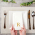 15.8 7.9 Inch 50 Luxenap X Linen-Feel Guest Towels, Lettered Hand Towels - Gold Letter 'R', Sans Serif Font, White