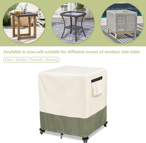 32 32 18 inches,600D Outdoor Ottoman Cover W x D x H Heavy Duty Waterproof Patio Ottoman Cover,Patio End Table Covers