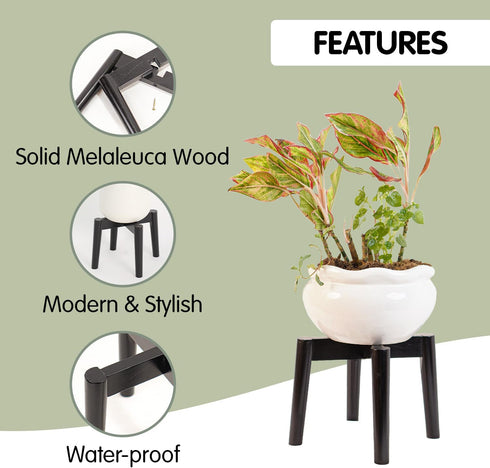 7.5" 9.8" Wood x Plant Stand Indoor Outdoor, Wooden Single Floor Plant Pot Holder, Natural Plant Stand, Assembly