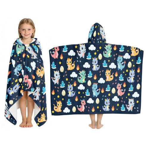 Dragon Beach Towel for Boys, Flannel Dragon Beach Towel, Dragons Hooded Bath