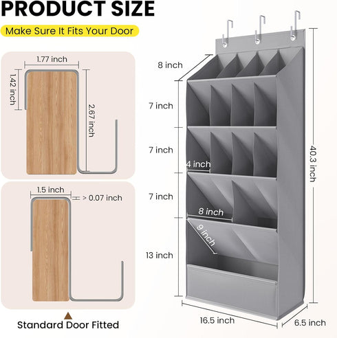 18 Closet Pairs Over the Door Shoe Organizer, Shoe Rack for Door with Large Breathable Pockets, Hanging Shoes Rack