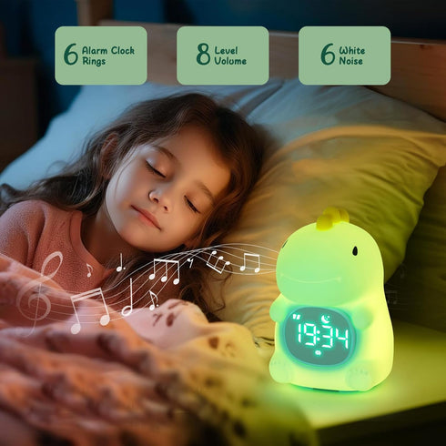 ollycasa Kids Alarm Clock, Ok to Wake Clock for Kids, Toddlers Night Light Clock for Bedroom, Dinosaur Alarm Clock
