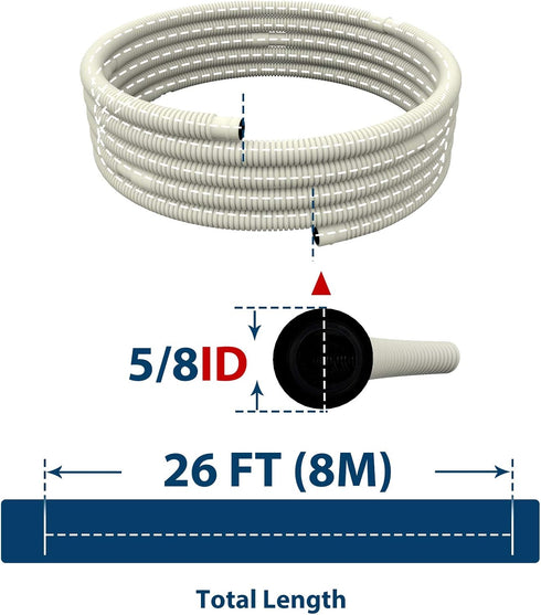 AC Water Drain Hose, Flexible for Universal Ductless Mini-Split Air Conditioner Heat Pump System (26ft)