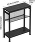 7.1"D 17"W 21.7"H, Side Table for Small Spaces, Narrow End Table with Adjustable V-Shaped Magazine Rack, x x Black